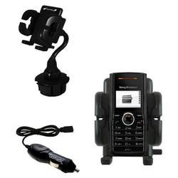 Gomadic Sony Ericsson J120c Auto Cup Holder with Car Charger - Uses TipExchange