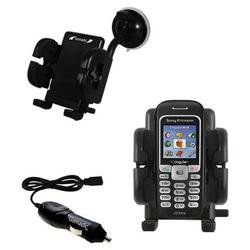 Gomadic Sony Ericsson J220i Auto Windshield Holder with Car Charger - Uses TipExchange
