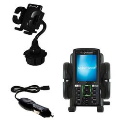 Gomadic Sony Ericsson K858c Auto Cup Holder with Car Charger - Uses TipExchange