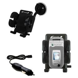 Gomadic Sony Ericsson Z520a Z520 Auto Windshield Holder with Car Charger - Uses TipExchange