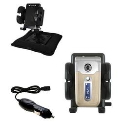 Gomadic Sony Ericsson Z710i Auto Bean Bag Dash Holder with Car Charger - Uses TipExchange