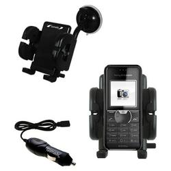 Gomadic Sony Ericsson k205a Auto Windshield Holder with Car Charger - Uses TipExchange