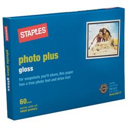 Staples Photo Plus Gloss Paper, 4 x 6 , 60 Sheets