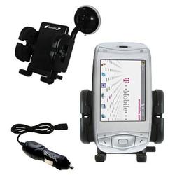 Gomadic T-Mobile MDA IV Auto Windshield Holder with Car Charger - Uses TipExchange