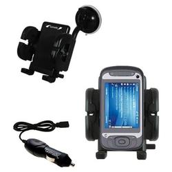 Gomadic T-Mobile MDA Vario II Auto Windshield Holder with Car Charger - Uses TipExchange