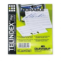 Duarable Office Products Corp. TELINDEX® flip Address Card Refills, 4 1/8 x 2 7/8, 100 Refills per Pack