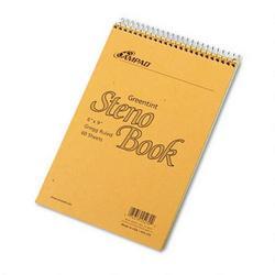 Ampad/Divi Of American Pd & Ppr Top Bound Spiral Gregg Ruled Steno Book, 6x9, 60 Greentint Sheets, Kraft Covers