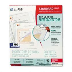 C-Line Products, Inc. Top Load Nonglare Poly Standard Sheet Protectors for 11 x 8 1/2 Inserts, 50/Box
