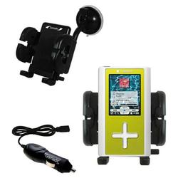 Gomadic Toshiba Gigabeat F10 MEGF10 Auto Windshield Holder with Car Charger - Uses TipExchange