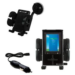 Gomadic Toshiba Gigabeat S MES30VW Auto Windshield Holder with Car Charger - Uses TipExchange