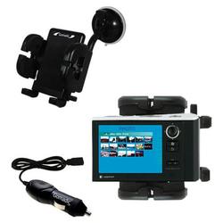Gomadic Toshiba Gigabeat S MEV30K Auto Windshield Holder with Car Charger - Uses TipExchange