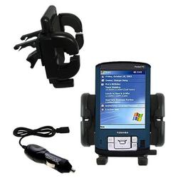 Gomadic Toshiba e400 Auto Vent Holder with Car Charger - Uses TipExchange