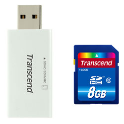 Transcend 8GB SDHC with Compact Card Reader S5
