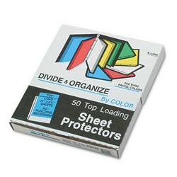 C-Line Products, Inc. Transparent Pastel Top Load Sheet Protectors, 10 ea. 4 Colors + Nonglare, 50/Bx