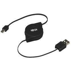 Tripp Lite Retractable USB Cable - 1 x Type A USB - 1 x Mini Type B USB - 5ft - Black