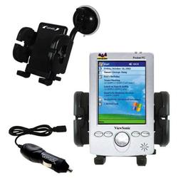 Gomadic ViewSonic V35 Auto Windshield Holder with Car Charger - Uses TipExchange