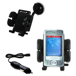 Gomadic Vodaphone VPA Compact II Auto Windshield Holder with Car Charger - Uses TipExchange