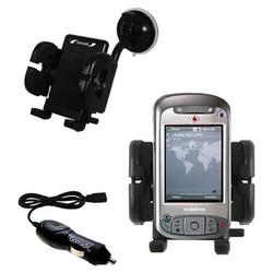 Gomadic Vodaphone VPA Compact III Auto Windshield Holder with Car Charger - Uses TipExchange