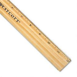 Acme United Corporation Westcott® Flat Wood Ruler, Double Metal Edges, 1/16 & Metric Scales, 12 Long