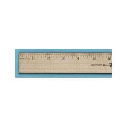 Acme United Corporation Westcott® Flat Wood Ruler, Double Metal Edges, 1/16 & Metric Scales, 18 Long