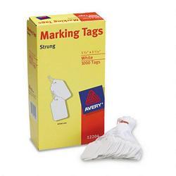 Avery-Dennison White Price Tags, Strung with White Twine, 1 3/4 x 1 3/32, 1000/Box