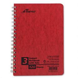 Ampad/Divi Of American Pd & Ppr Wirebound 3 Subject Notebook, Divider Sheets, 9 1/2x6, College Rule, 120 Sheets