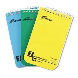 Ampad/Divi Of American Pd & Ppr Wirebound Pocket Memo Book, 3 x 5, Narrow Rule, Top Bound, 50 Sheets/Book, 3/Pack