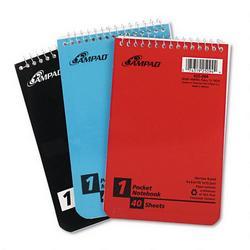 Ampad/Divi Of American Pd & Ppr Wirebound Pocket Memo Book, 4 x 6, Narrow Rule, Top Bound, 50 Sheets/Book, 3/Pack