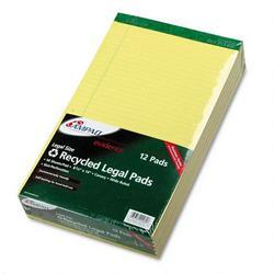 Ampad/Divi Of American Pd & Ppr evidence® recyc. perforated 8 1/2x14 legal rule pads, margin, canary, 50 sheets, doz
