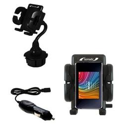 Gomadic iRiver Clix2 U20 Auto Cup Holder with Car Charger - Uses TipExchange
