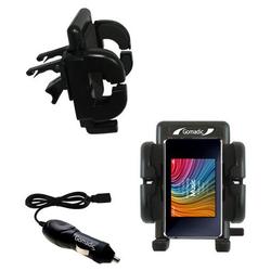Gomadic iRiver Clix2 U20 Auto Vent Holder with Car Charger - Uses TipExchange