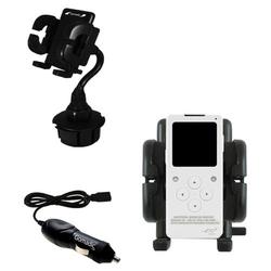 Gomadic iRiver E10 Auto Cup Holder with Car Charger - Uses TipExchange