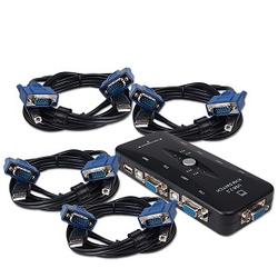 Genica 4-Port USB 2.0 KVM Switch w/4 Cable Sets