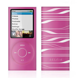 Belkin Sonic Wave Two-Tone Silicone Sleeve for iPod nano (4th Gen) - Pink/Translucent White