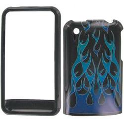 Wireless Emporium, Inc. Black w/Blue Flame Snap-On Protector Case Faceplate for Apple iPhone 3G