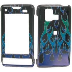 Wireless Emporium, Inc. Black w/Blue Flames Snap-On Protector Case Faceplate for LG Dare VX9700