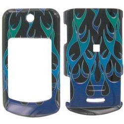 Wireless Emporium, Inc. Black w/Blue Flames Snap-On Protector Case Faceplate for Motorola W755
