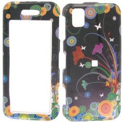 Wireless Emporium, Inc. Black w/Circles & Flowers Snap-On Protector Case Faceplate for Samsung Instinct M800