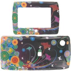 Wireless Emporium, Inc. Black w/Circles & Flowers Snap-On Protector Case Faceplate for Sidekick 2008