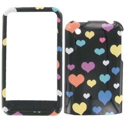 Wireless Emporium, Inc. Black w/Color Hearts Snap-On Protector Case Faceplate for Apple iPhone 3G