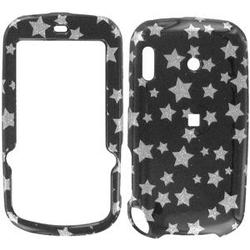 Wireless Emporium, Inc. Black w/Glitter Stars Snap-On Protector Case Faceplate for Palm Treo Pro