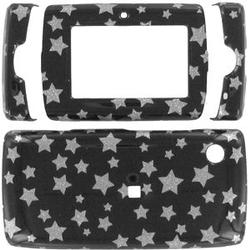 Wireless Emporium, Inc. Black w/Glitter Stars Snap-On Protector Case Faceplate for Sidekick 2008