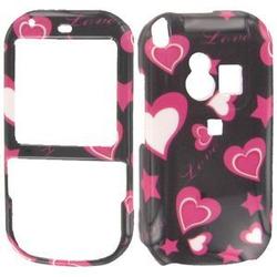 Wireless Emporium, Inc. Black w/Hot Pink Stars & Hearts Snap-On Protector Case Faceplate for Palm Centro