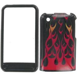 Wireless Emporium, Inc. Black w/Red Flame Snap-On Protector Case Faceplate for Apple iPhone 3G