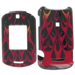 Wireless Emporium, Inc. Black w/Red Flames Snap-On Protector Case Faceplate for Motorola RAZR VE20