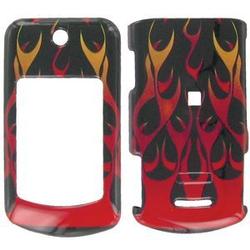 Wireless Emporium, Inc. Black w/Red Flames Snap-On Protector Case Faceplate for Motorola W755