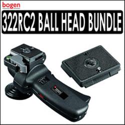 Bogen Manfrotto 322RC2 Horizontal Grip Action Ball Head With Extra RC2 Rapid Connect Plate 3157N or