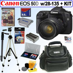 CANON USA - DIGITAL CAMERAS Canon EOS-50D 15 Megapixel Digital SLR Camera With EF 28-135/3.5-5.6 Lens + 8GB Deluxe Accessory Bundle