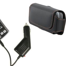 Eforcity Car Automobile CHARGER / SIDE LEATHER CASE FOR PALM TREO 755 755p
