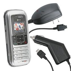 Eforcity Car Automobile / Home Wall Travel CHARGER / PHONE Clip-on Crystal Case for LG enV VX-9900 w/ b